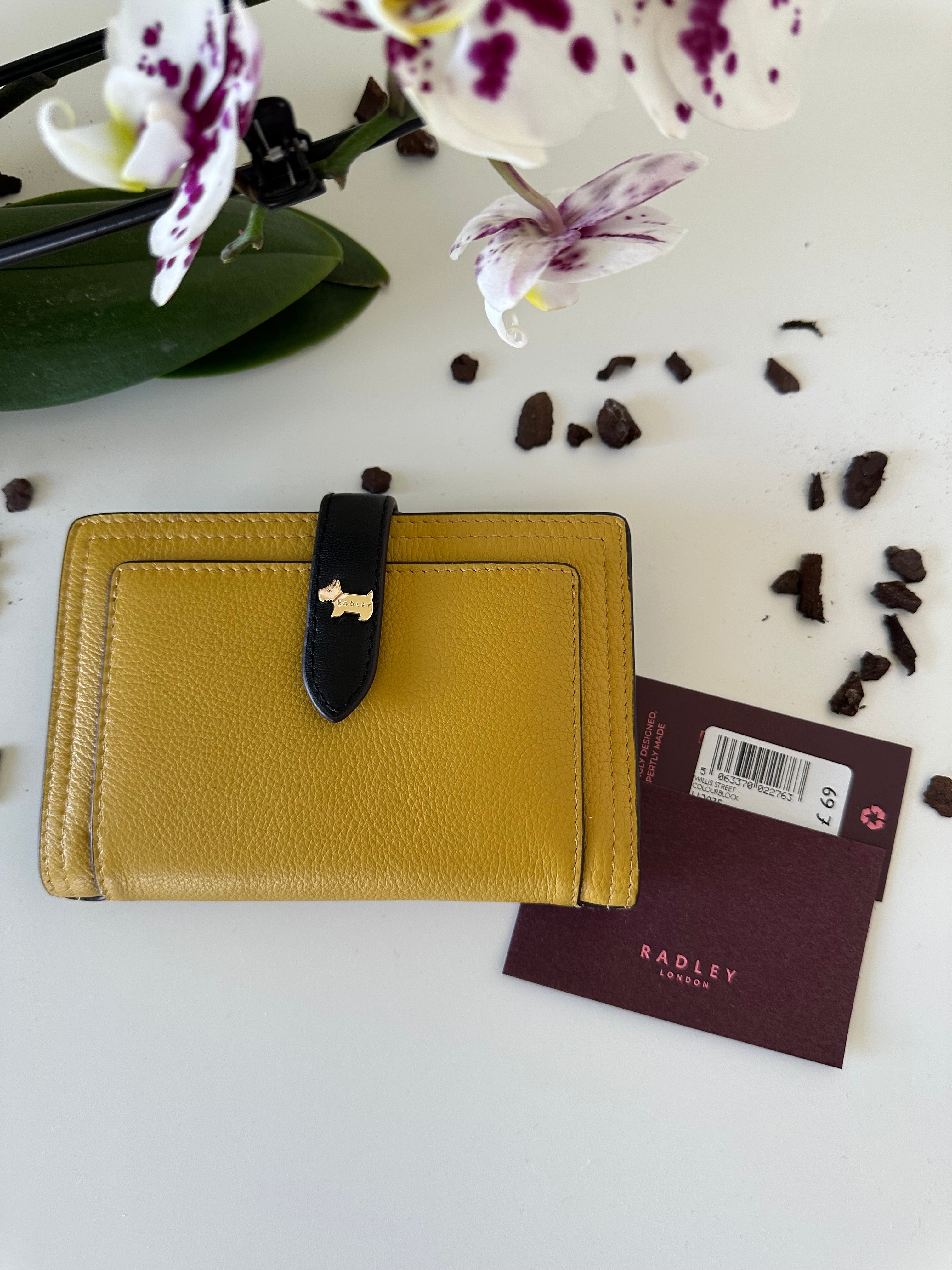 Radley Willis Street Colourblock Black & Mustard Medium Leather