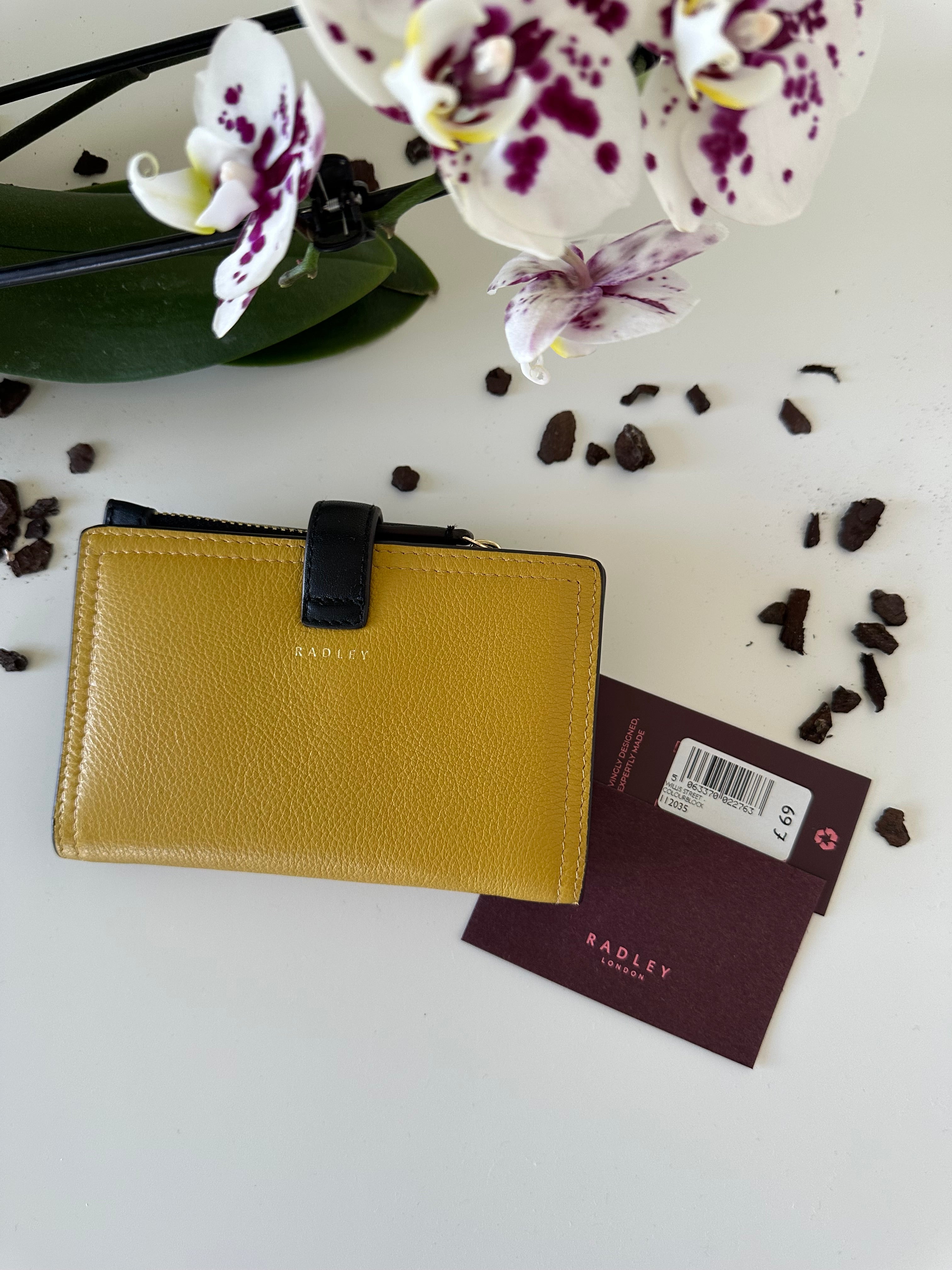 Radley Willis Street Colourblock Black & Mustard Medium Leather