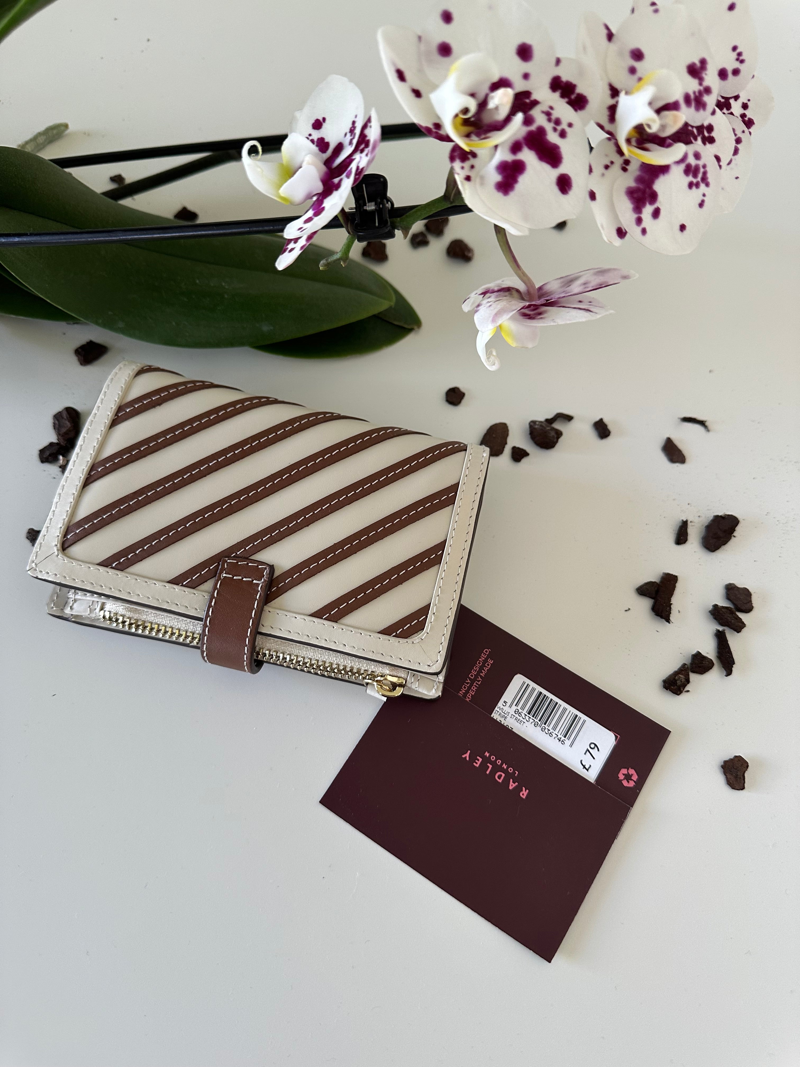 Radley Willis Street Stripe Medium Leather white&brown