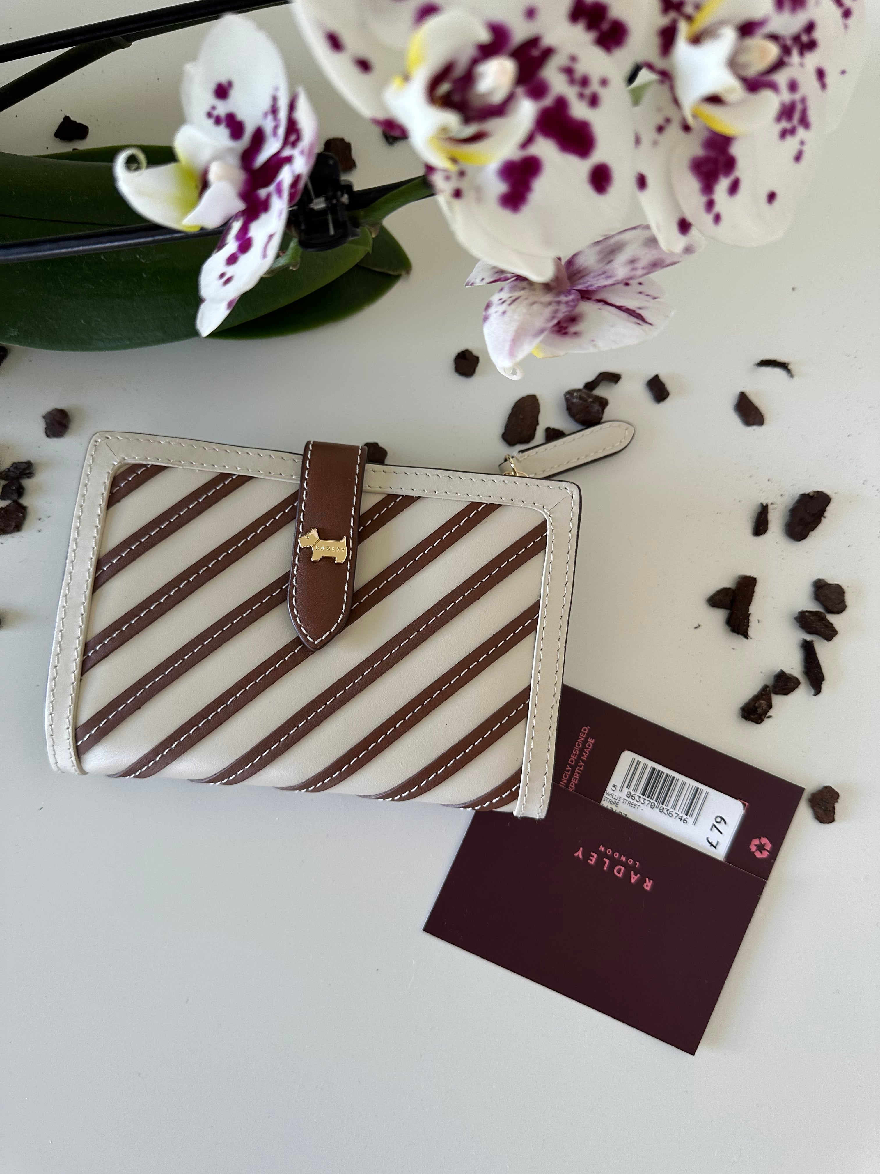 Radley Willis Street Stripe Medium Leather white&brown