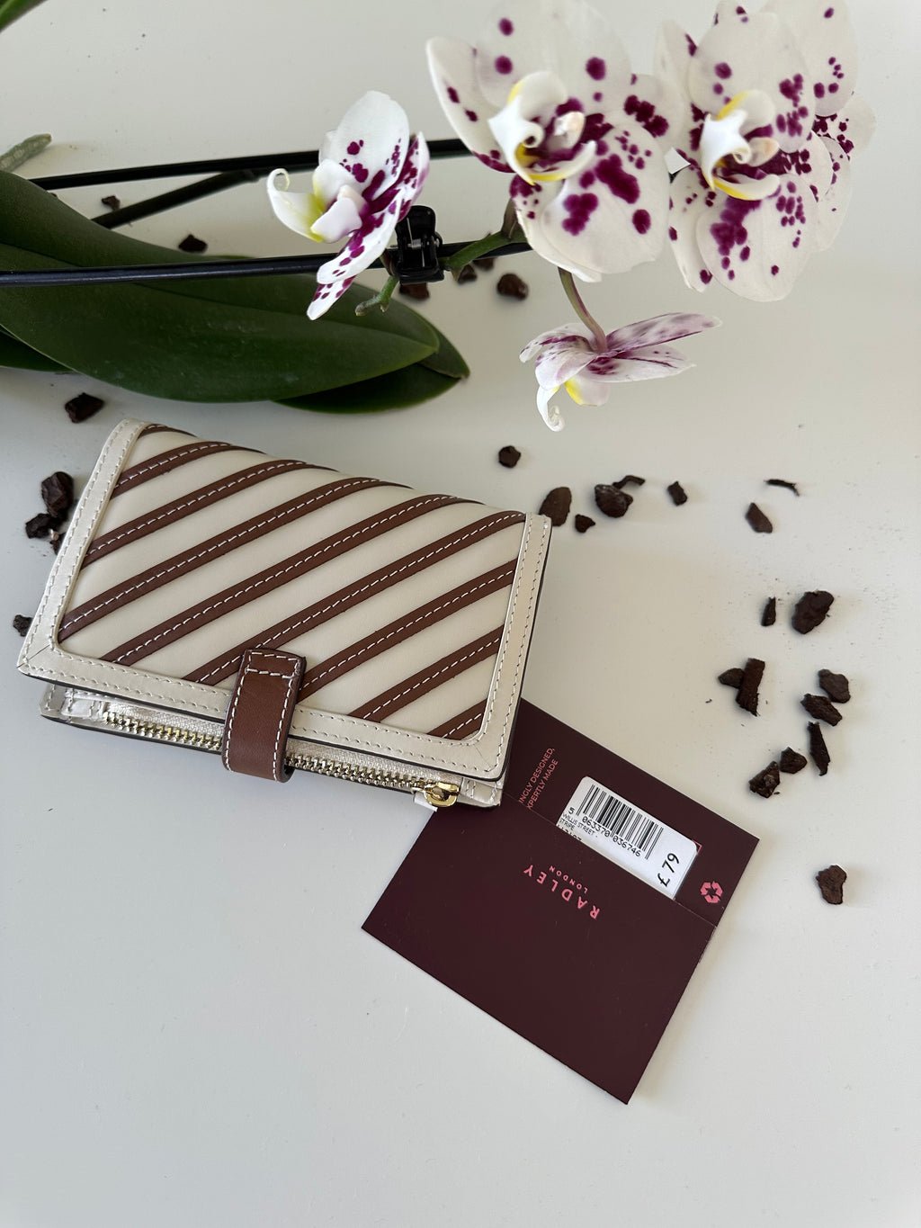 Radley Willis Street Stripe Medium Leather white&brown