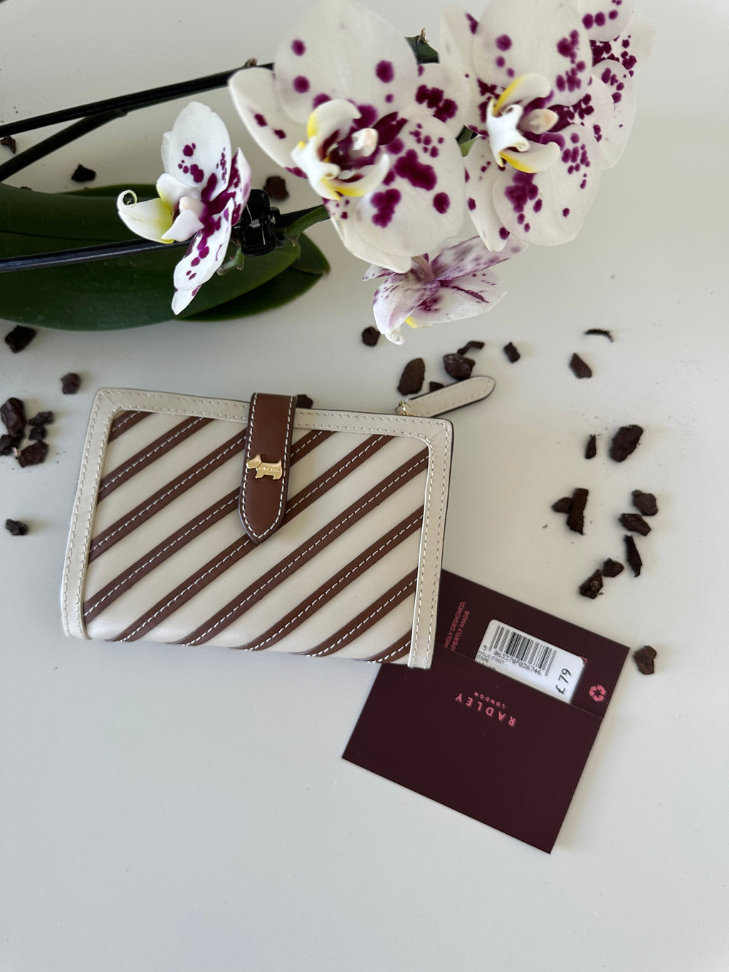 Radley Willis Street Stripe Medium Leather white&brown