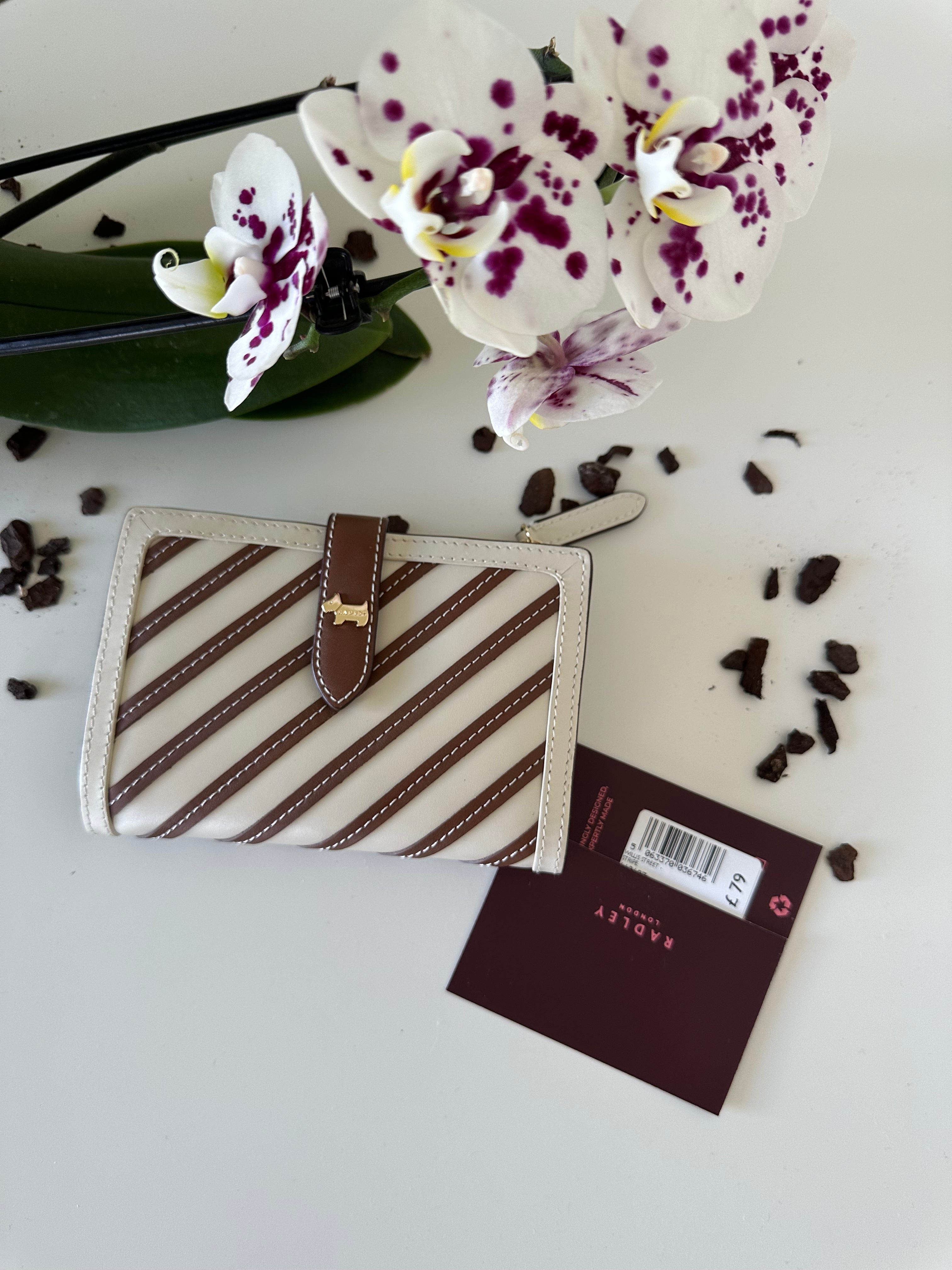 Radley Willis Street Stripe Medium Leather white&brown