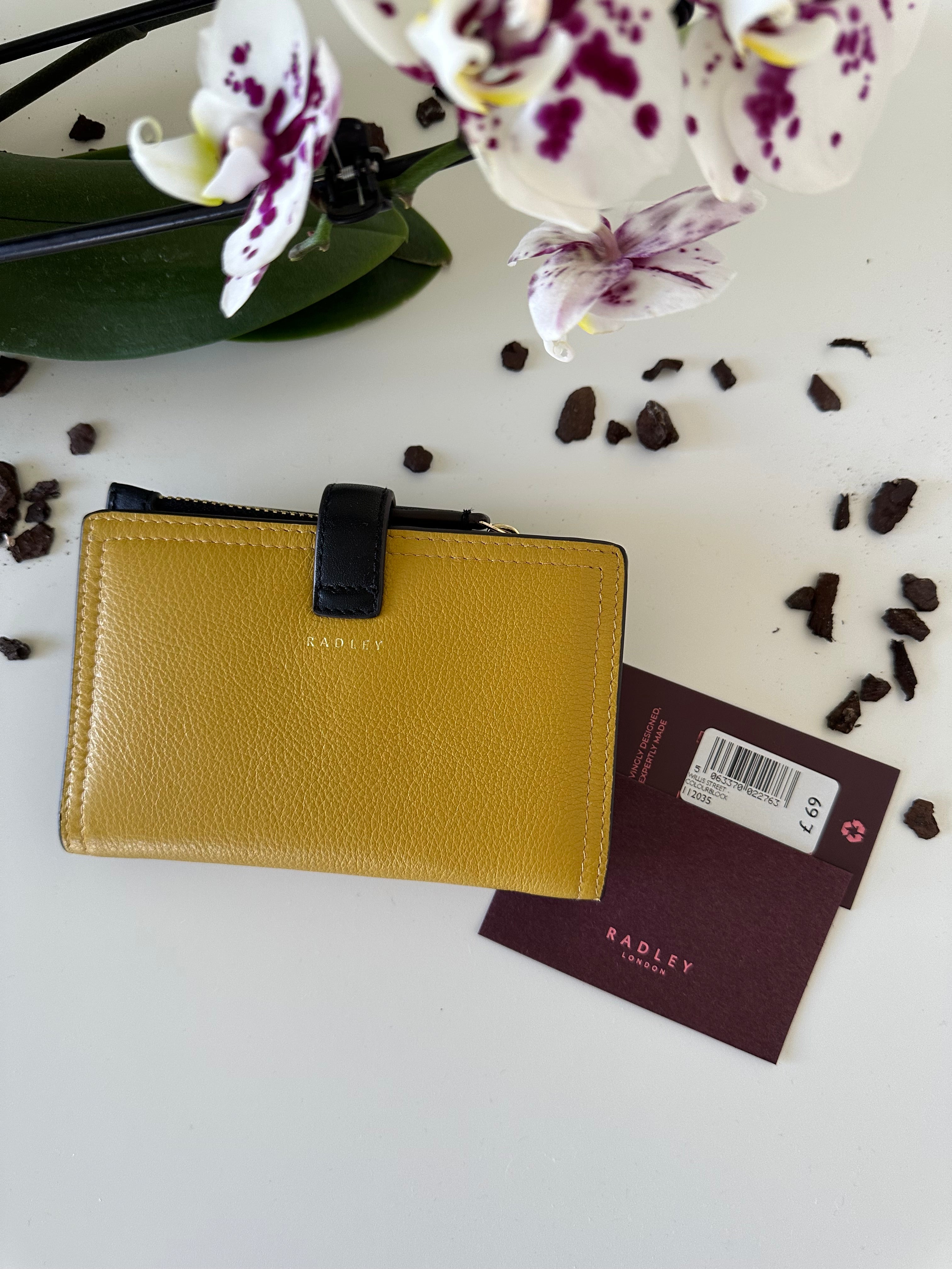 Radley Willis Street Colourblock Black & Mustard Medium Leather