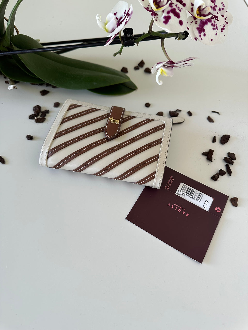 Radley Willis Street Stripe Medium Leather white&brown