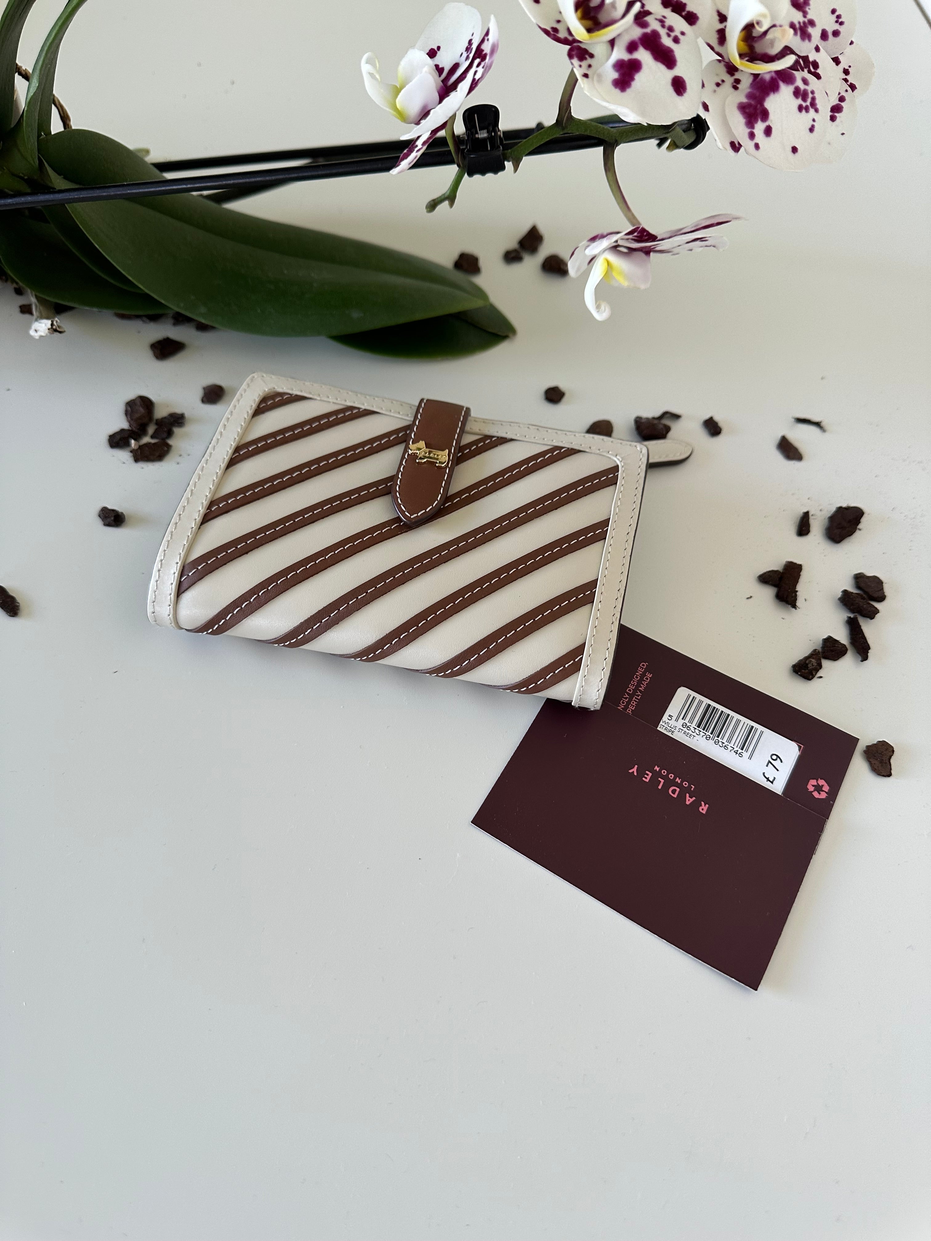 Radley Willis Street Stripe Medium Leather white&brown