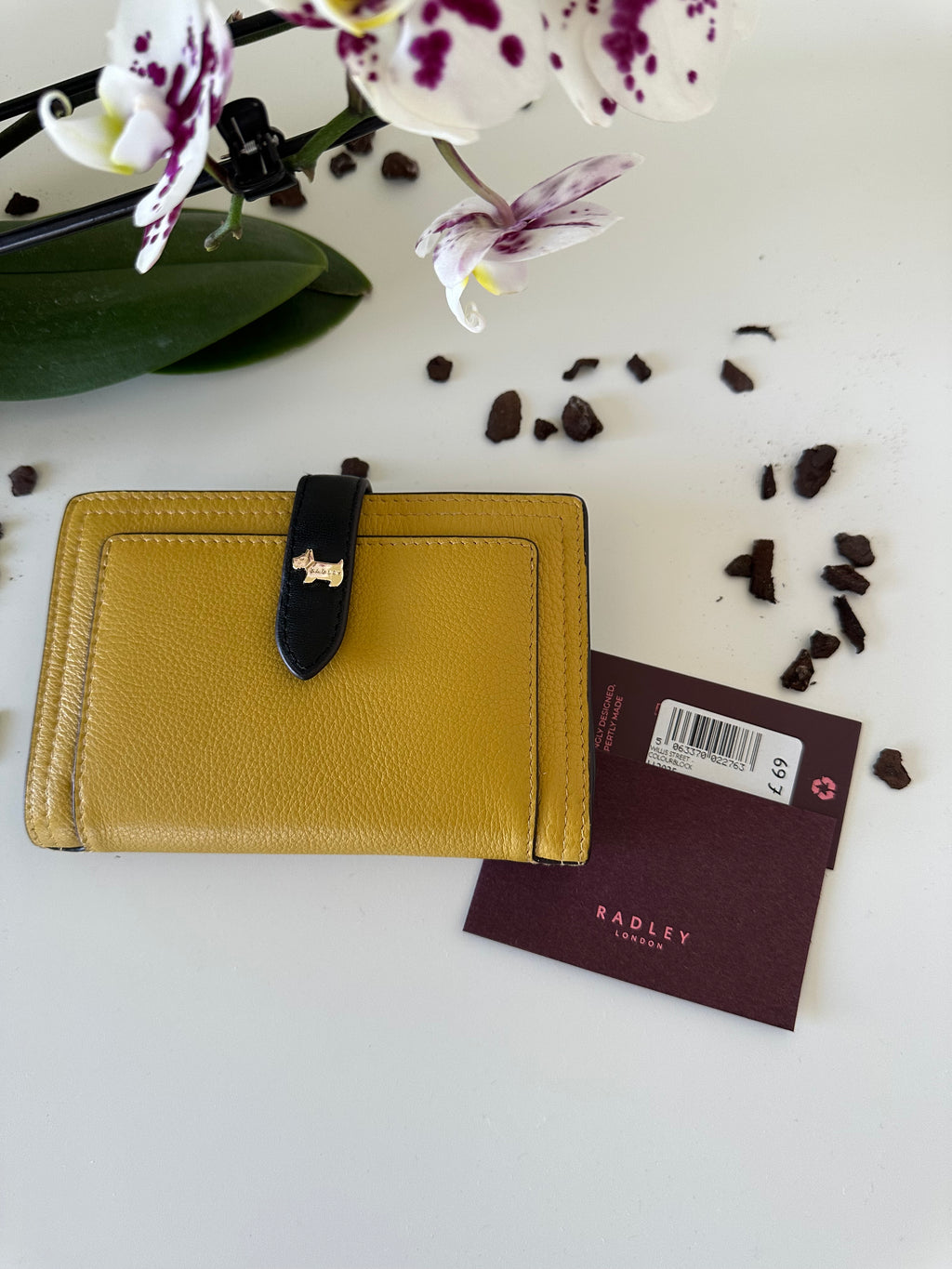 Radley Willis Street Colourblock Black & Mustard Medium Leather